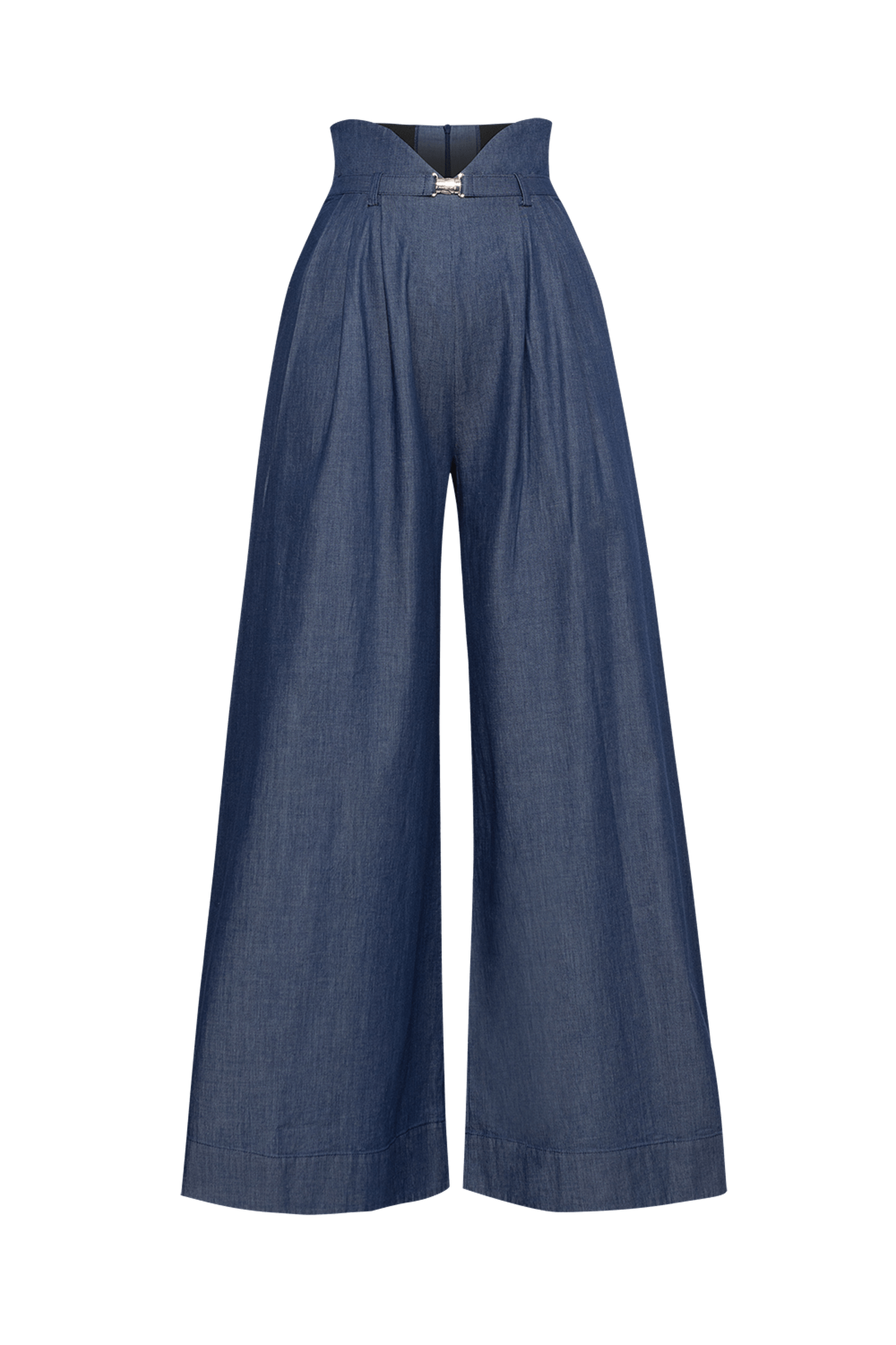 HIGH WAIST WIDE LEG DENIM PANTS - ESSENTIALS