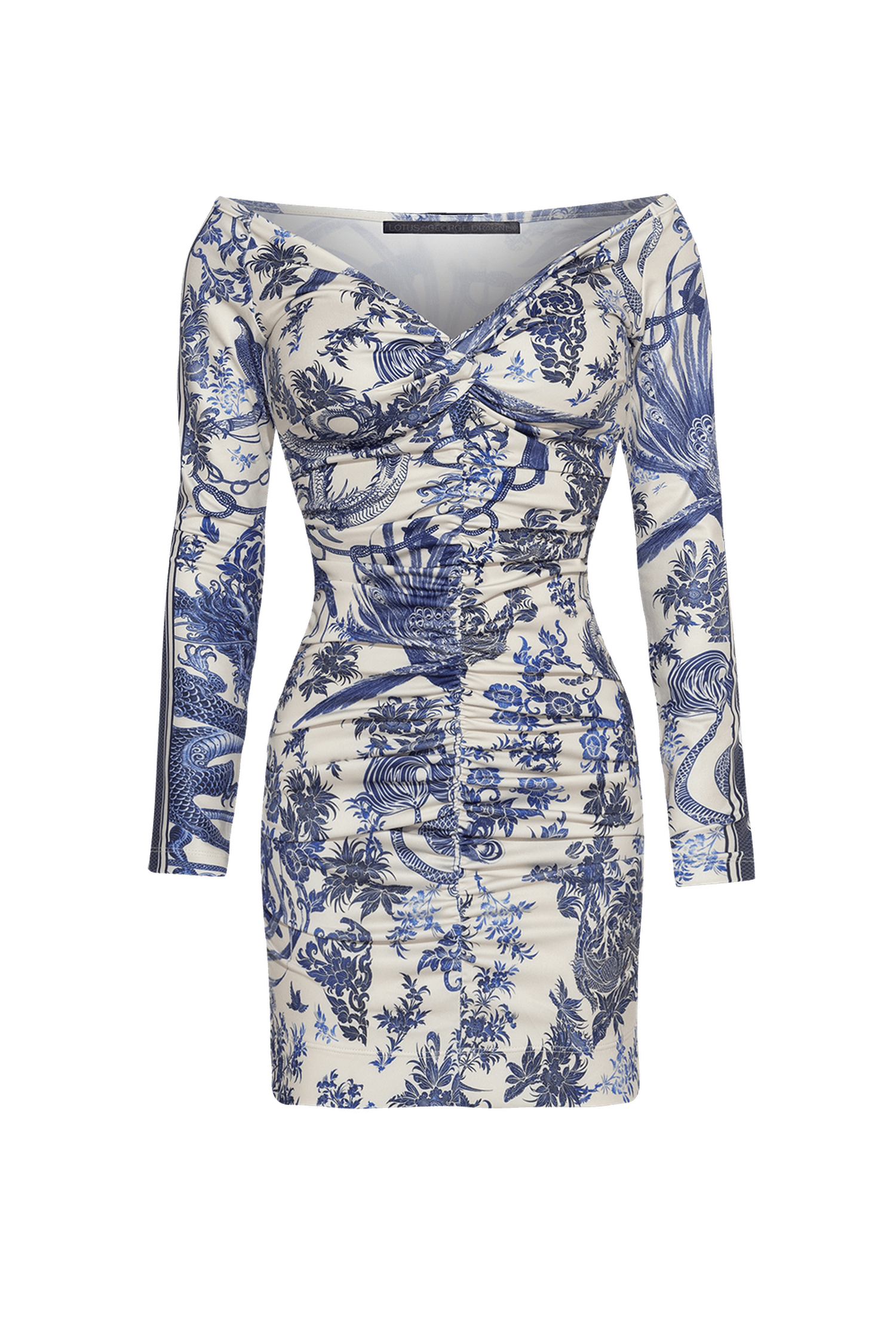 DRESS WITH FRONT KNOT AND RUCHING - ASIA SKY