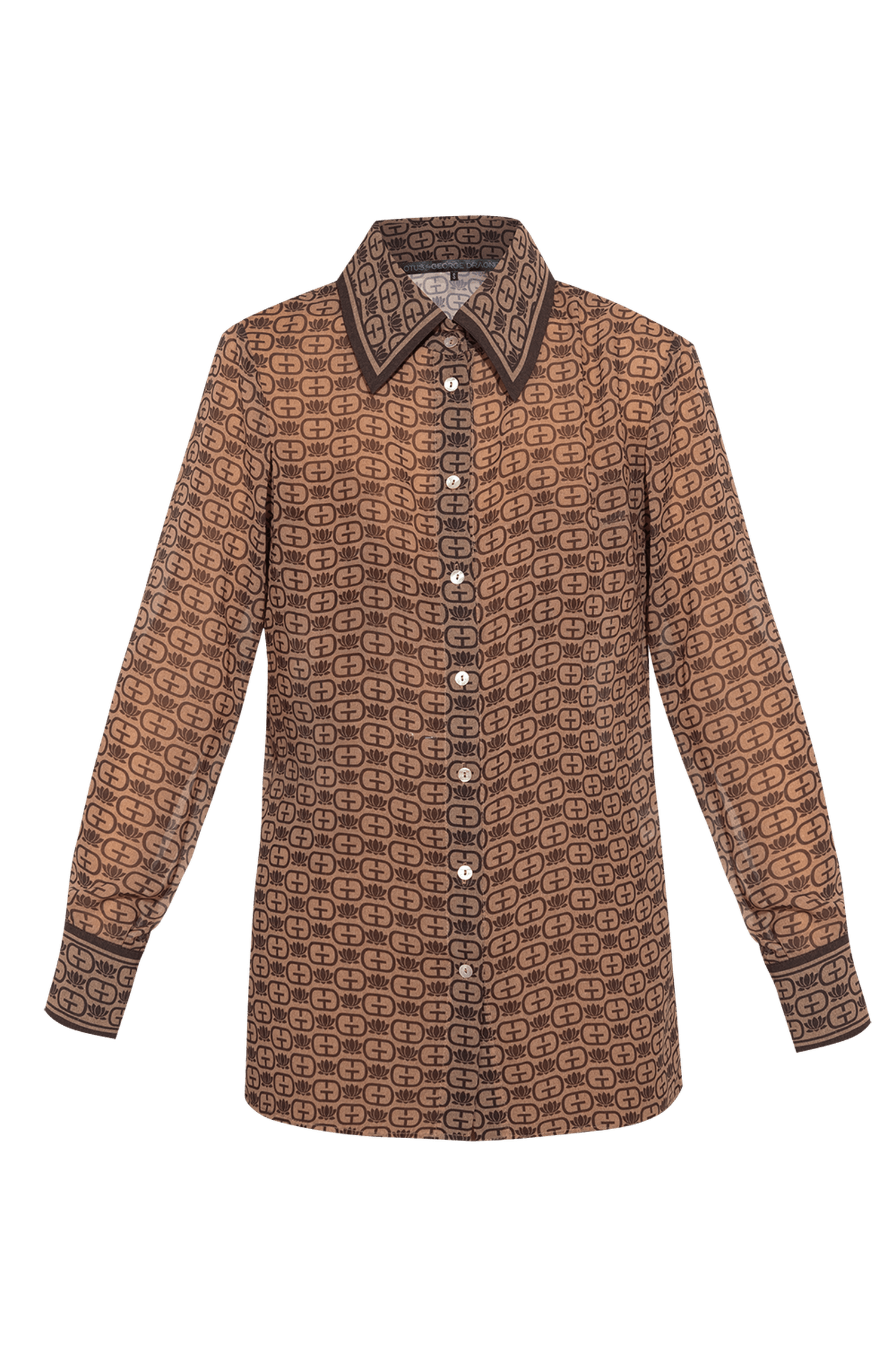 LONG SLEEVE PRINT SHIRT-MOCHA MOUSSE LOGO