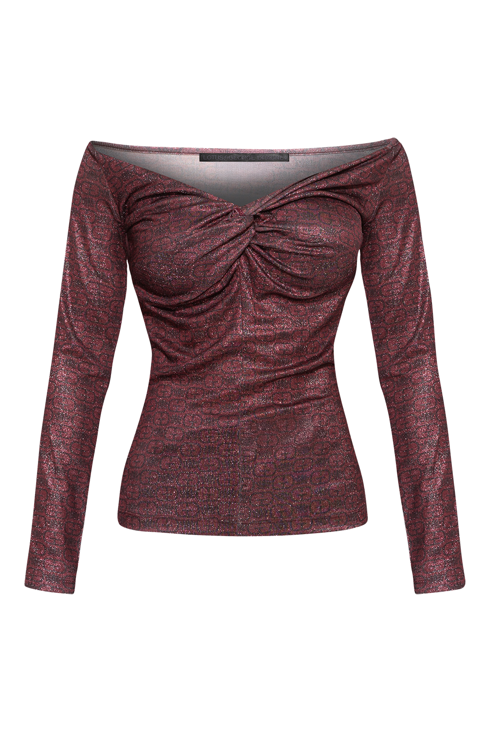 TOP WITH TWIST DETAIL AND LONG SLEEVES - BURGUNDY LOGO