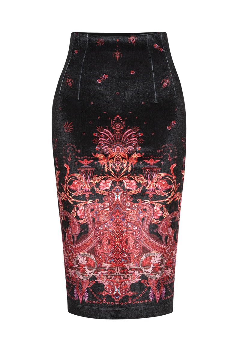 VELVET SKIRT - PAISLEY DARK JIORO ТЯСНА ПОЛА ОТ КАДИФЕ - PAISLEY DARK JIORO