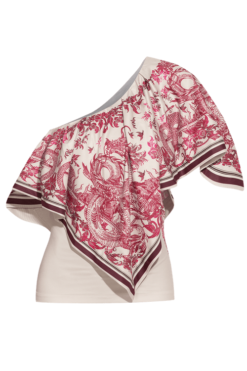 ELEGANTES TOP MIT FREIEM SCHULTERBEREICH - ASIA BORDEAUX