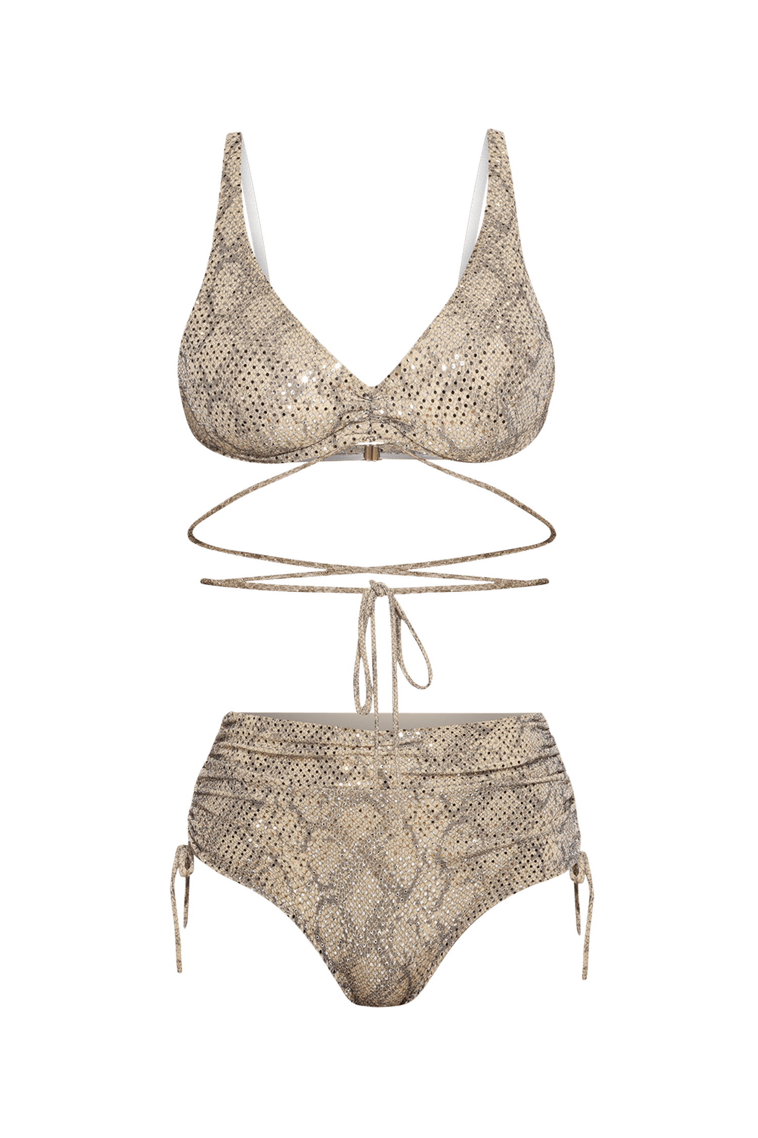 TRIANGLE TOP IN BEIGE WITH GLITTER - ESSENTIALS