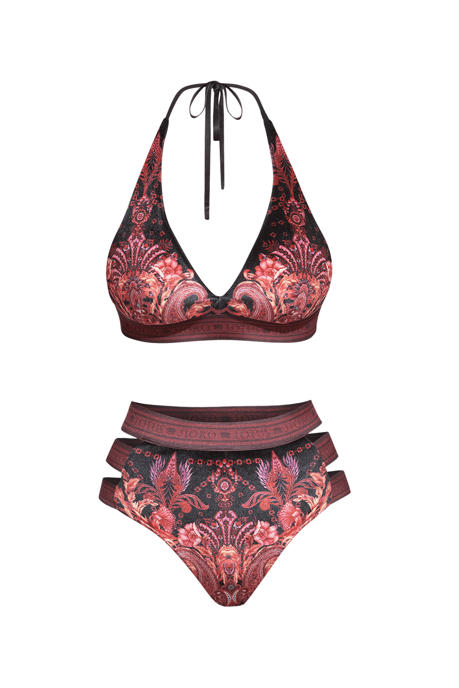 TRIANGLE VELVET TOP - PAISLEY DARK