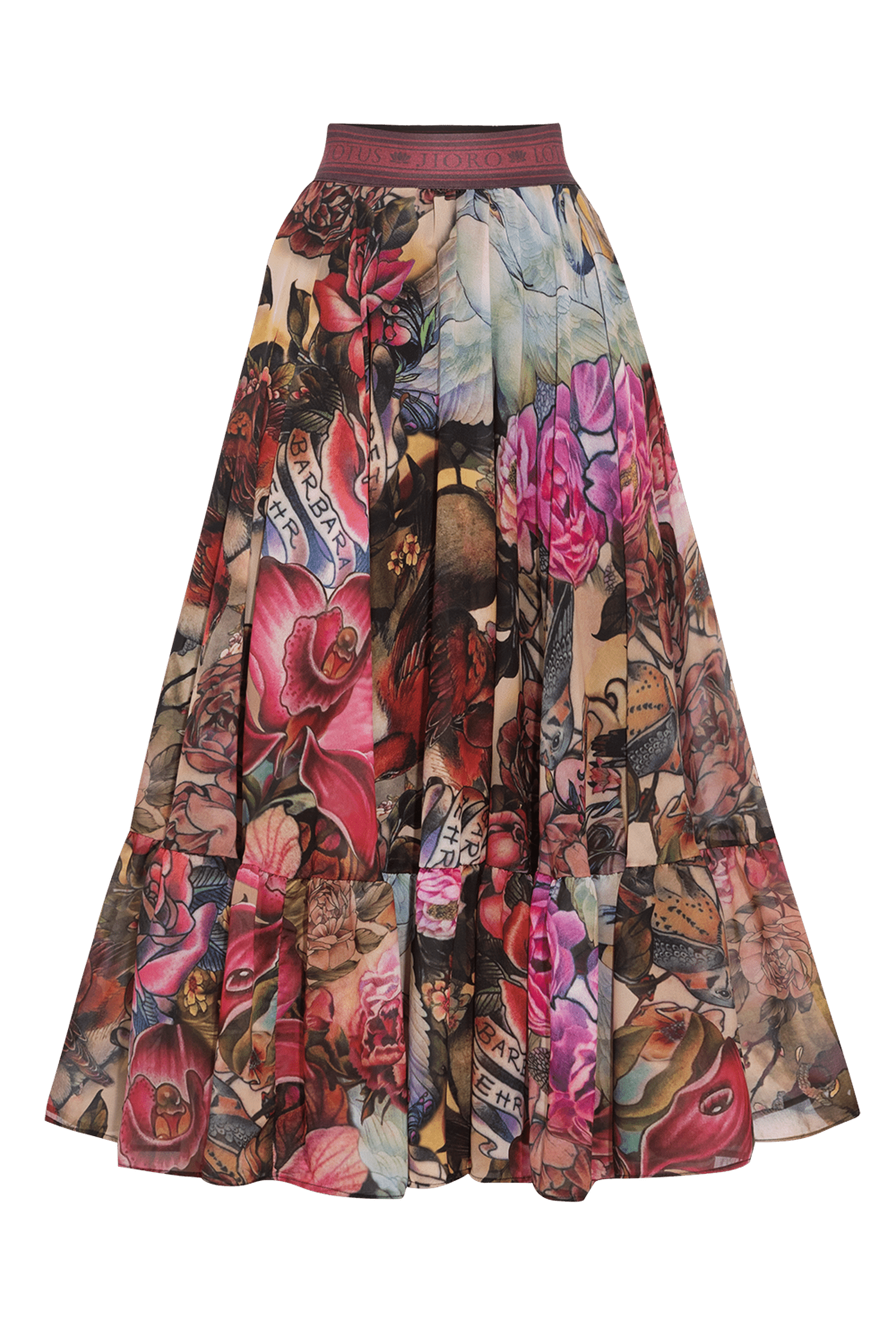 FULL-FLARED MAXI SKIRT WITH ELASTIC WAIST - TATTOO STAR
