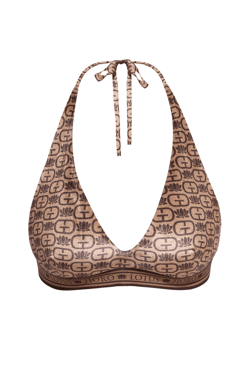 TRIANGLE VELVET TOP - MOCHA MOUSSE LOGO JIORO ГОРНИЩЕ ОТ КАДИФЕ ТИП ТРИЪГЪЛНИК - MOCHA MOUSSE LOGO JIORO