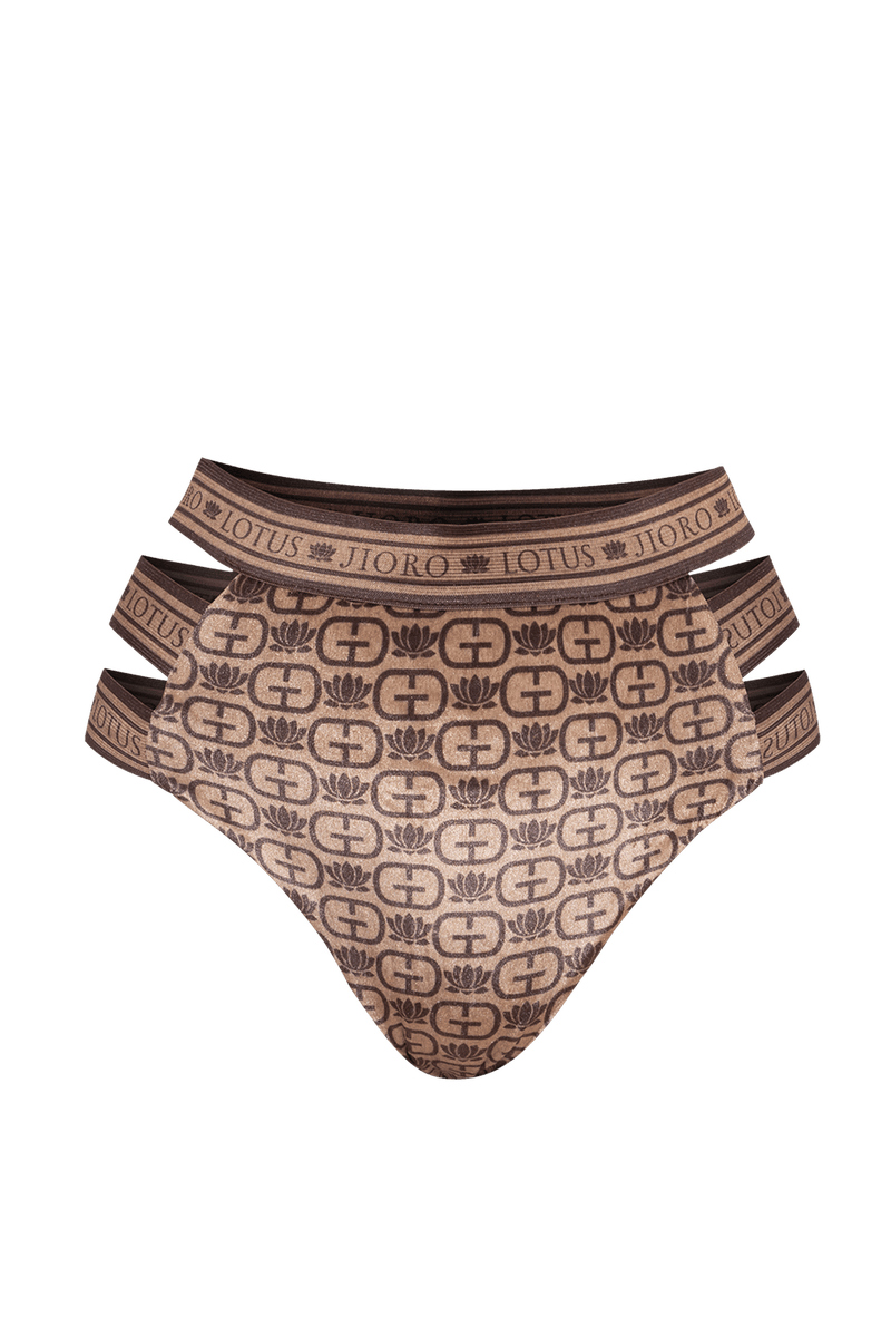 BIKINI-STYLE BOTTOM - MOCHA MOUSSE LOGO JIORO ДОЛНИЩЕ С ВИСОКА ТАЛИЯ ОТ КАДИФЕ - MOCHA MOUSSE LOGO JIORO