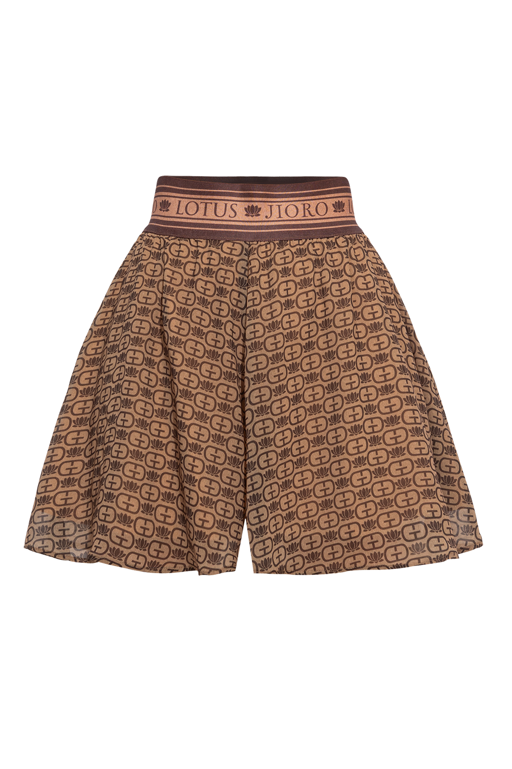 FLARED BERMUDA SHORTS WITH ELASTIC WAIST AND COTTON LINING - MOCHA MOUSSE LOGO