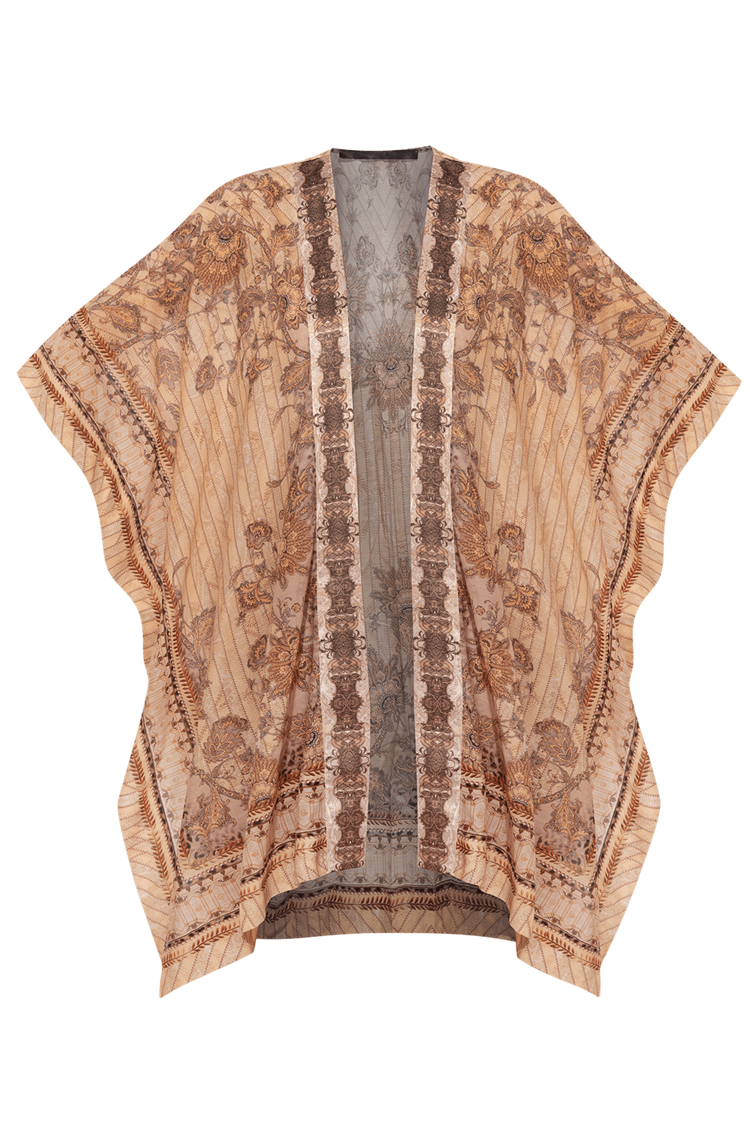 SILK COTTON KIMONO DRESS - LEO BEIGE