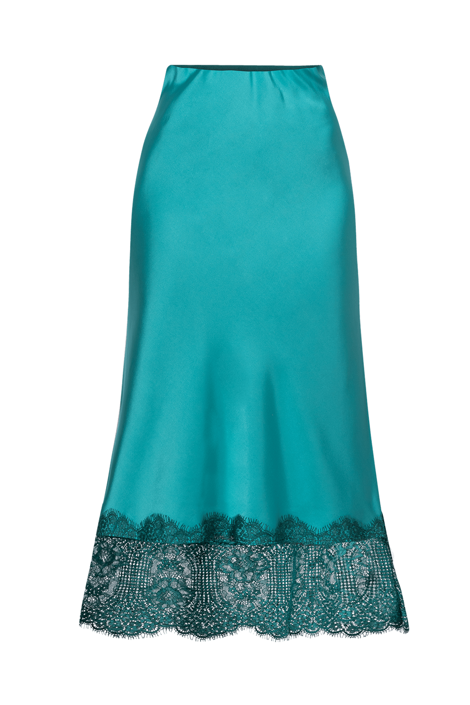 FLARED SKIRT WITH LACE TRIM IN TURQUOISE - ESSENTIALS