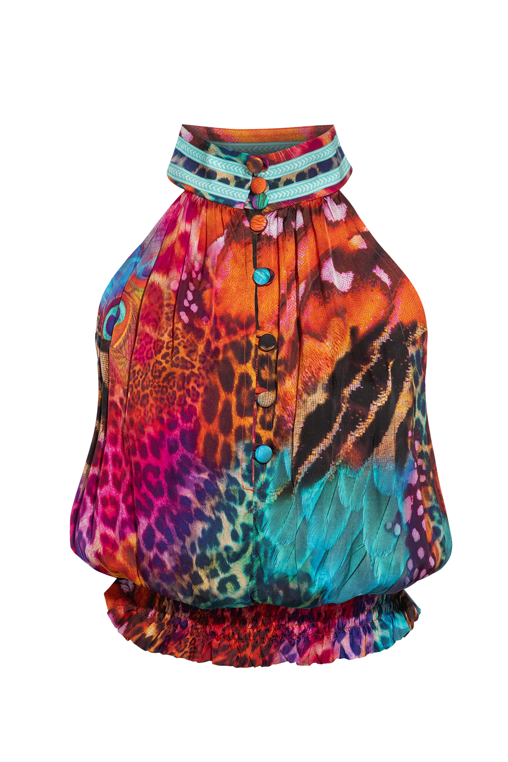 VISCOSE SATIN CROP TOP - LEO NEON WILD
