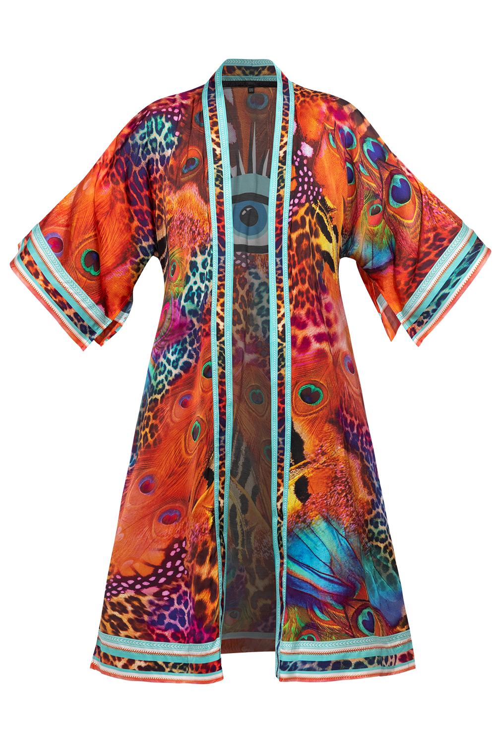 SATIN VISCOSE KIMONO - LEO NEON WILD