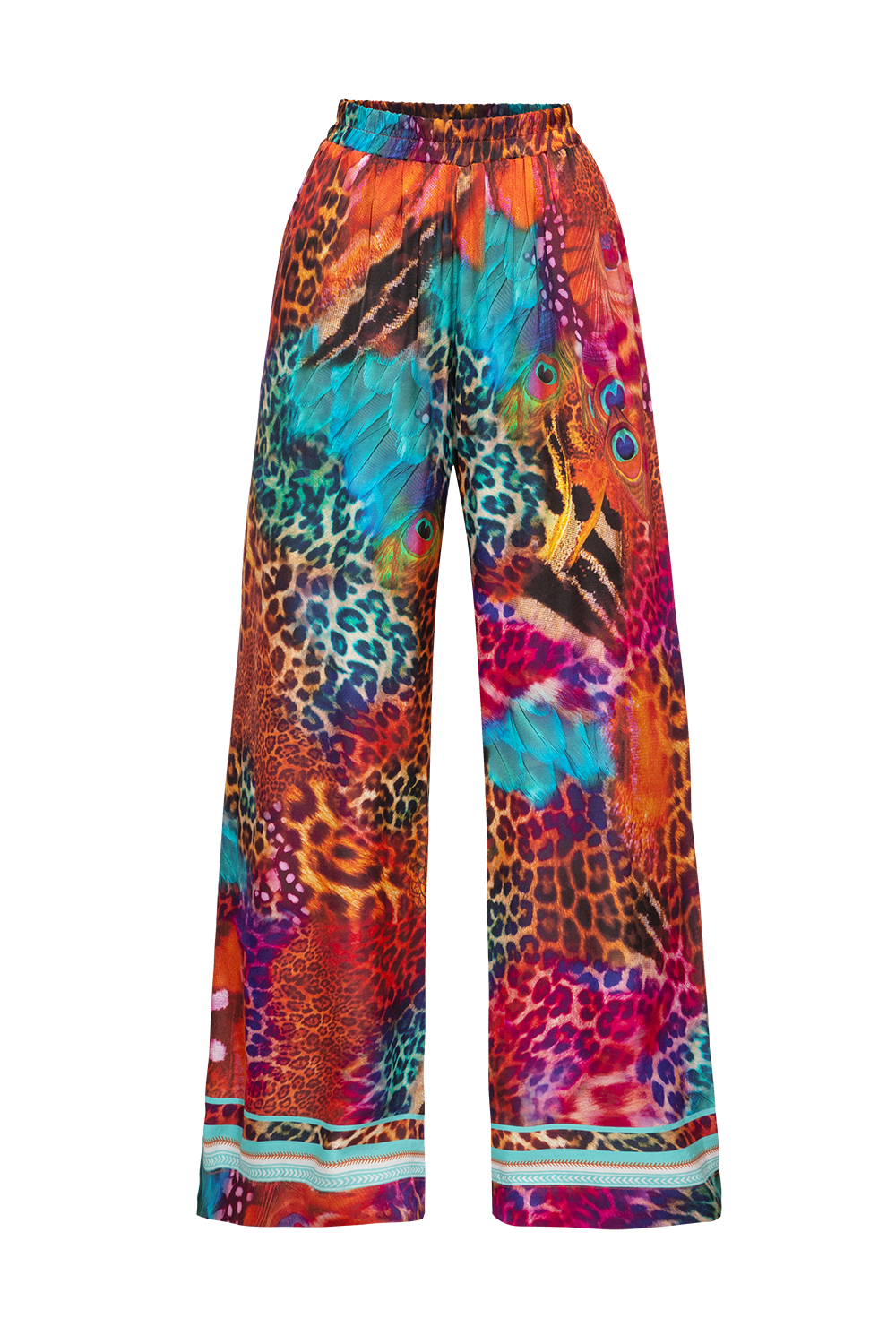 VISCOSE SATIN LOOSE FIT PANTS - LEO NEON WILD