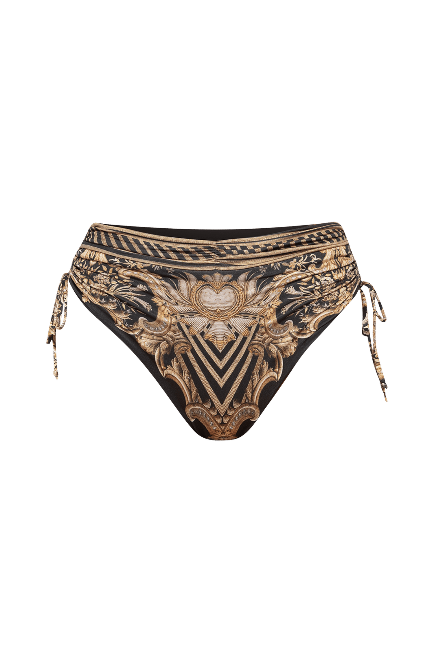 HIGH WAIST SWIM BOTTOM - GOLDEN STRIPES