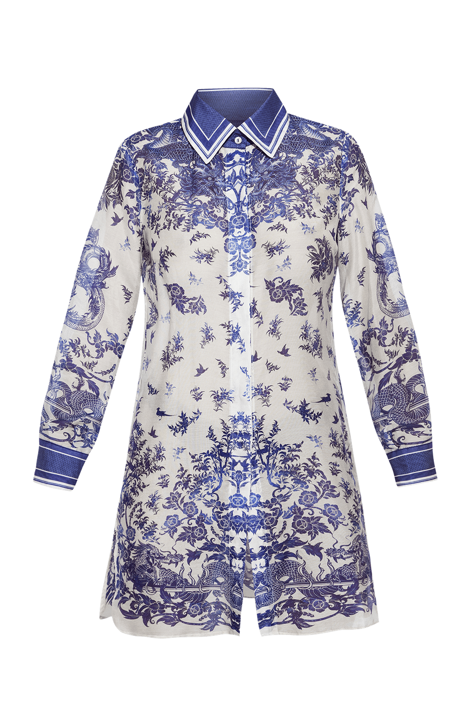 SILK VISCOSE LONG SHIRT - ASIA SKY