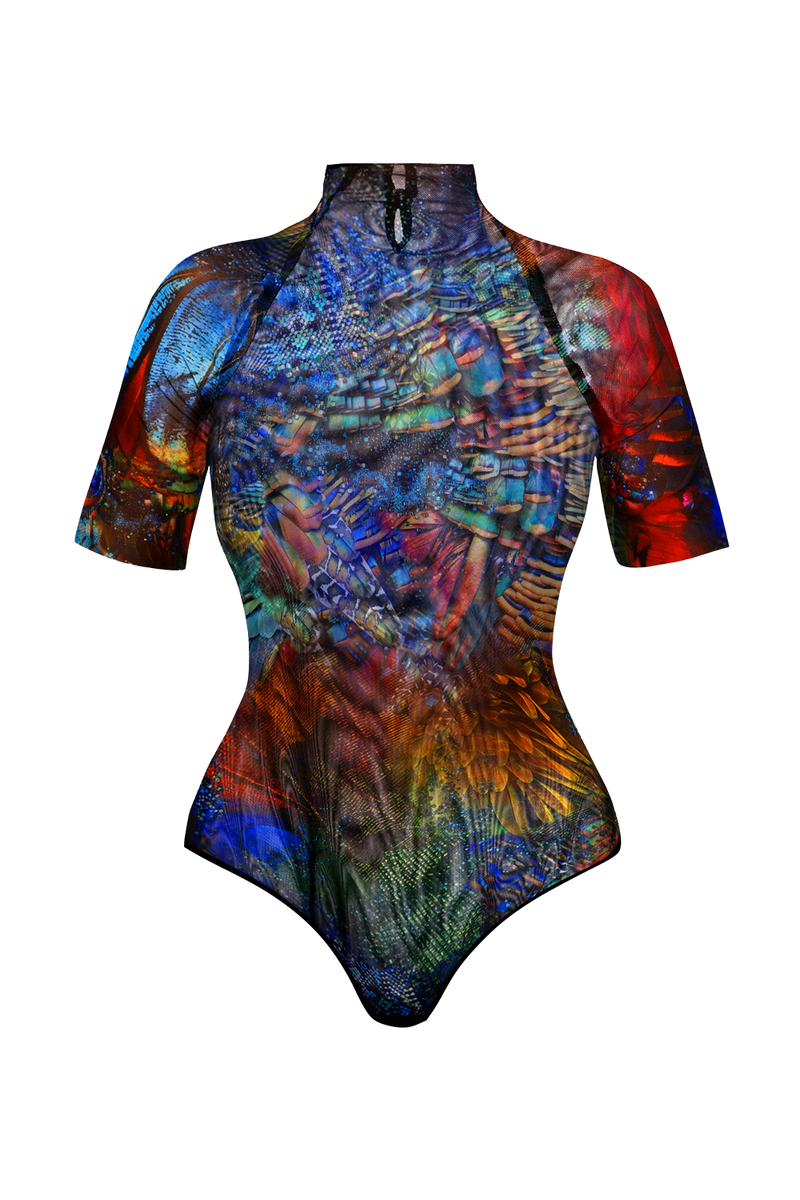 SHORT SLEEVE MESH BODYSUIT - AMAZONIA JIORO БОДИ С КЪС РЪКАВ ОТ МРЕЖА - AMAZONIA JIORO