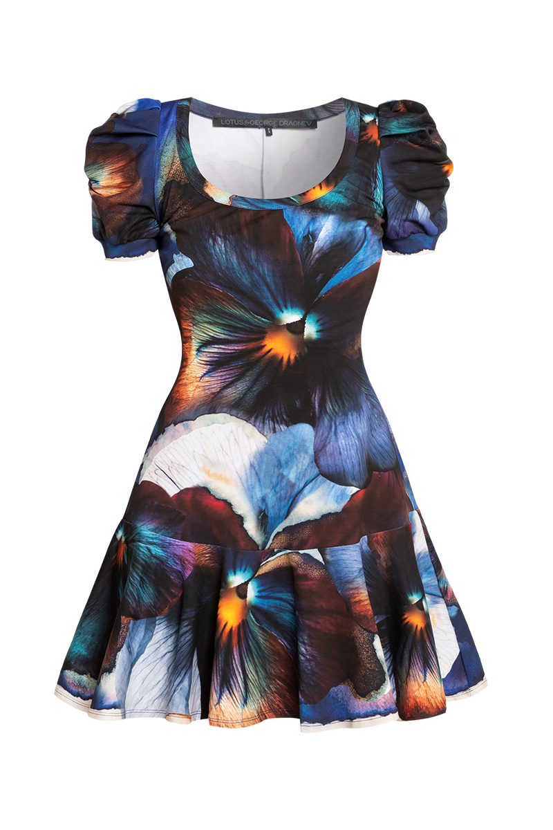 SHORT DRESS WITH PUFF SLEEVES AND SQUARE NECKLINE - VIOLET JIORO КЪСА РОКЛЯ С БУФАН РЪКАВИ - VIOLET JIORO