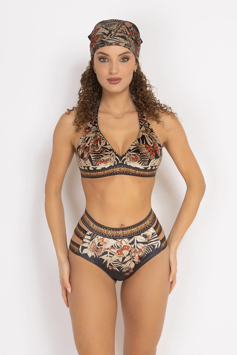 TRIANGLE VELVET TOP - MIDNIGHT BUTTERFLIES