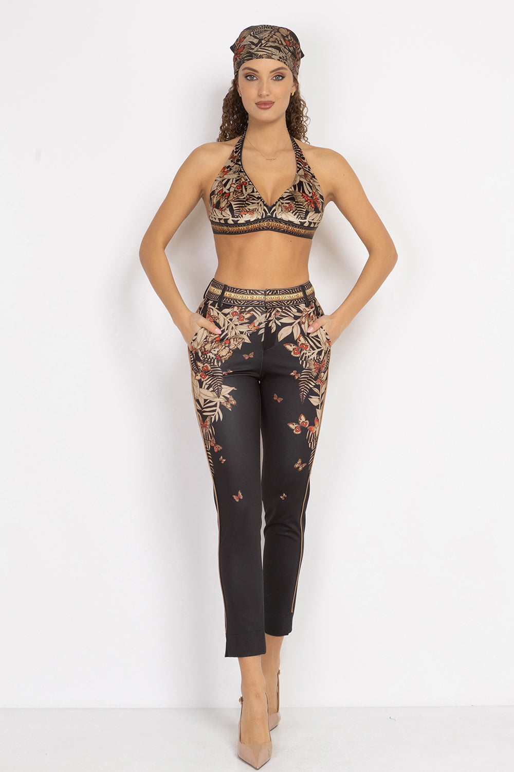 TRIANGLE VELVET TOP - MIDNIGHT BUTTERFLIES