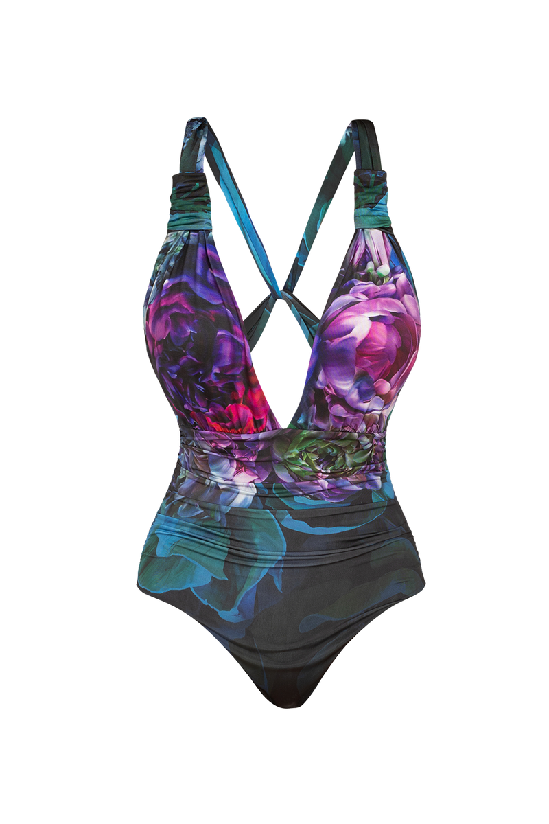 ONE-PIECE RUCHED SWIMSUIT - PEONIES