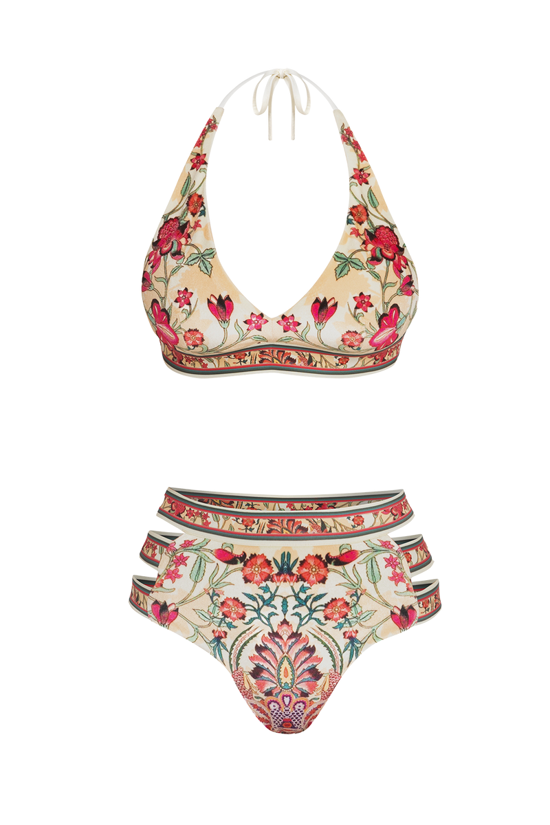 VELVET BIKINI-STYLE BOTTOM - PAISLEY RED JIORO ДОЛНИЩЕ С ВИСОКА ТАЛИЯ ОТ КАДИФЕ - PAISLEY RED JIORO