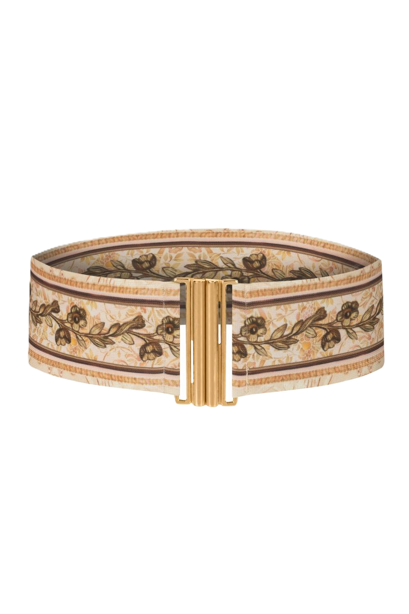 WIDE ELASTIC BELT WITH BUCKLE - BAROQUE FLOWERS