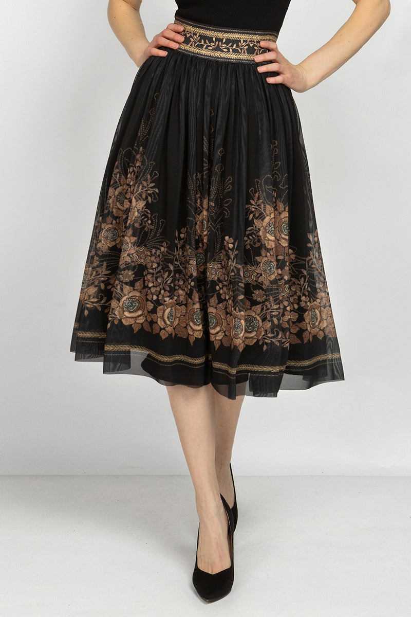 MESH SKIRT WITH ELASTIC WAIST AND VISCOSE LINING - GOLDEN ROSES JIORO ПОЛА ОТ МРЕЖА С ЕЛАСТИЧЕН КОЛАН И ВИСКОЗНА ПОДПЛАТА - GOLDEN ROSES JIORO