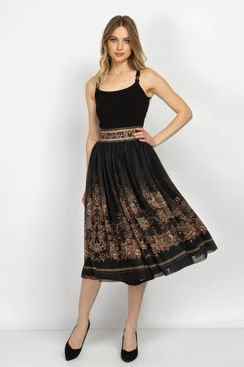 MESH SKIRT WITH ELASTIC WAIST AND VISCOSE LINING - GOLDEN ROSES JIORO ПОЛА ОТ МРЕЖА С ЕЛАСТИЧЕН КОЛАН И ВИСКОЗНА ПОДПЛАТА - GOLDEN ROSES JIORO