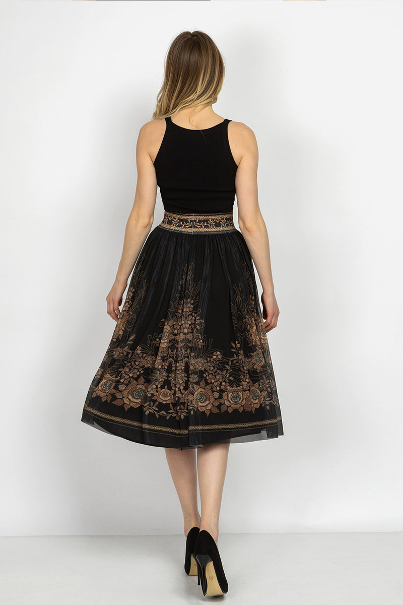MESH SKIRT WITH ELASTIC WAIST AND VISCOSE LINING - GOLDEN ROSES JIORO ПОЛА ОТ МРЕЖА С ЕЛАСТИЧЕН КОЛАН И ВИСКОЗНА ПОДПЛАТА - GOLDEN ROSES JIORO
