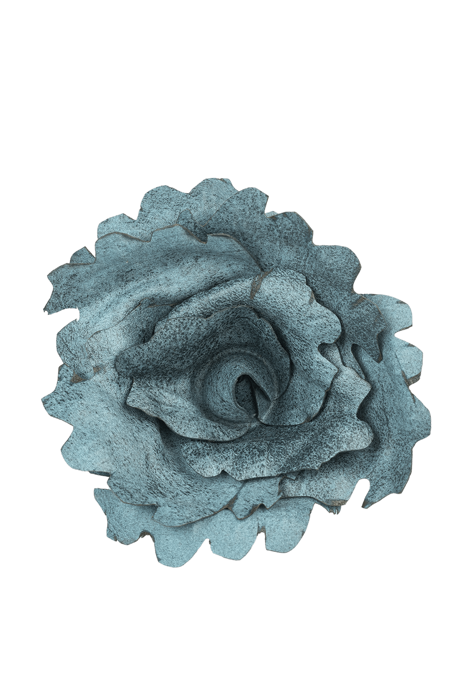 SMALL SUEDE-LOOK BLUE ROSE BROOCH