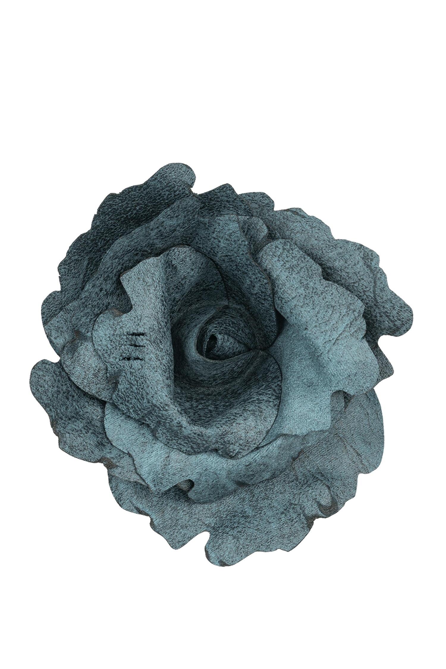 MEDIUM SUEDE-LOOK AZUR BLUE ROSE BROOCH