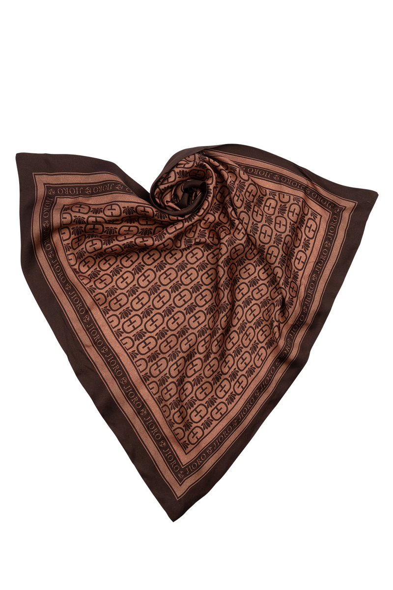SQUARE VISCOSE HEADSCARF - MOCHA MOUSSE LOGO